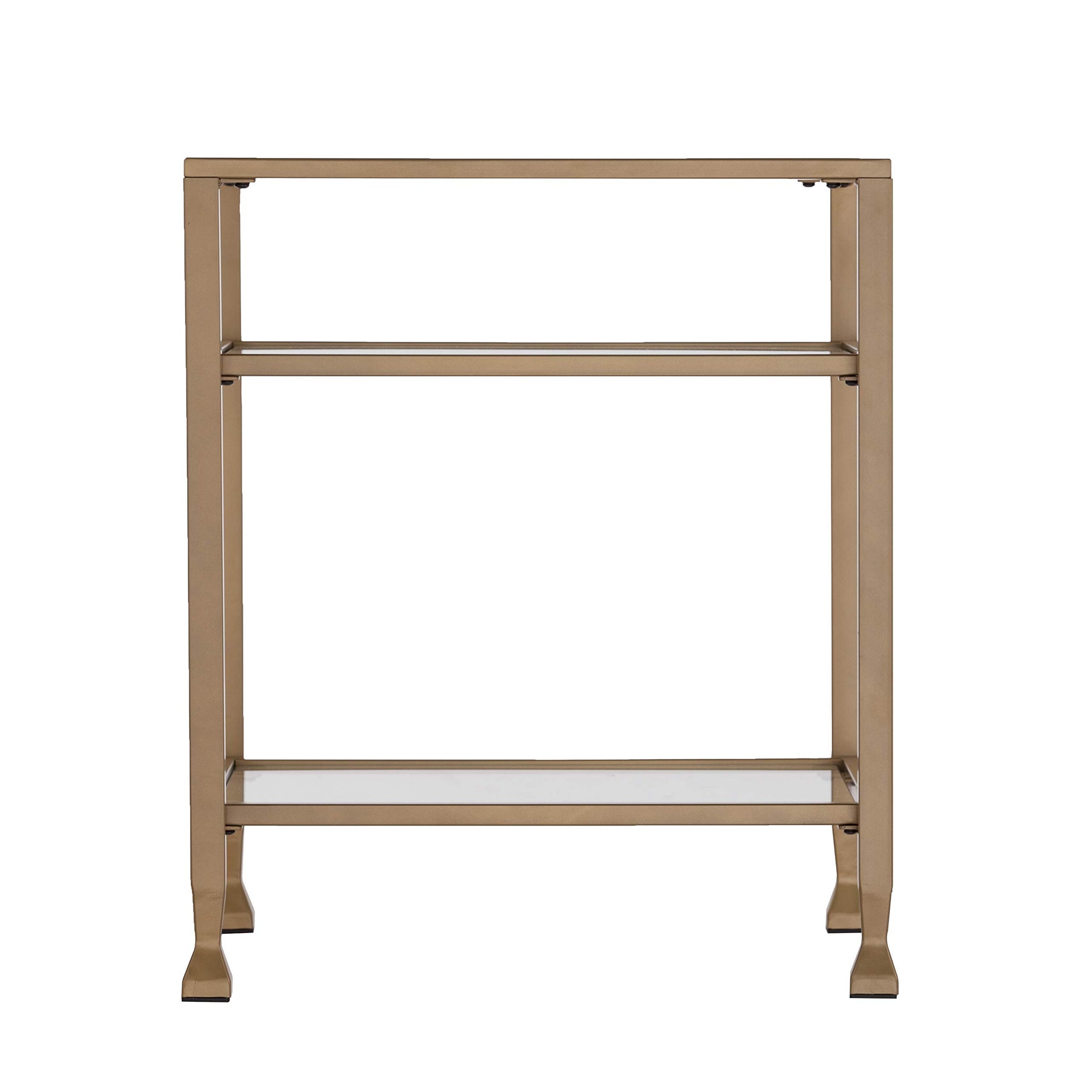 Sei Furniture Jaymes Metal & Glass 3-Tier End Table, Soft Gold