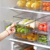 LALASTAR Fridge Drawers, 3-Pack Clear Stackable Pull Out Refrigerator Organizer Bins, Food Storage Containers for Kitchen, Freez