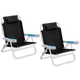 ICECO Backpacking Beach Chairs for Adults, 5 Positions Reclining, Heavy Duty Folding Beach Chairs, Portable Lay Flat Outdoor Cha