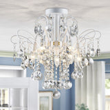 WUZUPS Crystal Chandelier Flushmount Ceiling Light Modern Lighting Fixture for Bedroom Hallway Bar Kitchen Bathroom, H 17.5'' x 