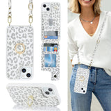 Lipvina for iPhone 13 Case with Card Holder for Women,Phone Case with Strap,Crossbody Lanyard,Ring Stand,Snap Clasp,Cute Wallet 