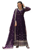 Wedani Georgette Sequins Embroidered Work Anarkali Kurta Set For Womens (In Alpha 2Xl Regular Purple),PURPLE,2XL