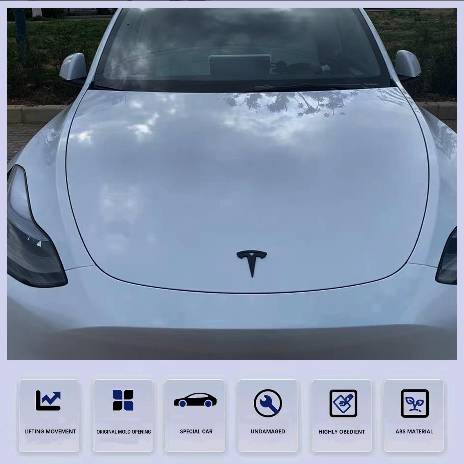 YHCDSEA for Model 3 Emblem Badge Sticker Cover, fit for Tesla Model 3 Logo Decals Accessories (Matt Black)
