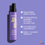 Matrix So Silver All-In-One Leave-In Toning Spray - Neutralizes Yellow, Brassy Tones, Nourishes Hair And Controls Frizz, For Col