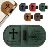 Bygone Mark Personalized Magnetic Leather Bookmark with Pen Holder - Inspirational Bible Verse Scripture Design, Custom Book Mar