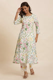 W Women White Floral Print Viscose A-Line Kurta_24Few10592-121987_3Xl