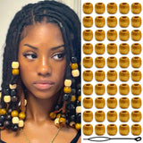 VENOFEN 60PCS Yellow Wood Hair Beads Vintage Loc Jewelry Large Round Dreadlock Hair Tube Bead Natural Wooden Braids Accessories 