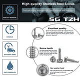#12 x 2 Sheet Metal Screws 100PCS 410 Stainless Steel Hex Washer Head Fast Self Tapping Screws by SG TZH