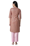 Aurelia Women'S Polyester Kurta-Trousers (21Onas12909-505030_Beige_S)