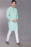 Divisive Men'S Sequince Embroidered Cotton Blend Only Slim Fit Kurta (Dkrt881_Xxxl_Sky)