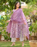Gosriki Women'S Cotton Blend Straight Printed Kurta With Pant & Dupatta (Mei Purple-Gs_M_Purple_Medium),Purple,,B0CBPRC3ML