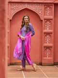 Gosriki Women'S Cotton Blend Mirror Work Straight Kurta With Pant & Dupatta (Mirror-Purple-Nw-Gs_L_Purple_Large),Purple,,B0CKLQ4YY2