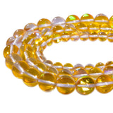 Asingeloo 38PCS 10mm Yellow Angel Aura Beads - Round Gemstone Beads, Polished Mermaid Aura Moonstone, Smooth Stone Loose Beads, 