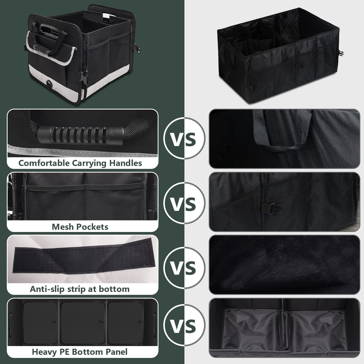 AOPHY Trunk Organizer for Car, 95L Large Capacity Storage with Non-Slip Bottom Strips and 2 Retractable Straps, Cargo Organizer