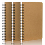 3Packs A5 Kraft Spiral Checkered Notebooks 5.5X8.27