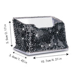 Business Card Holder Stand for Office - Professional & Luxury Display Womens Office Name Card with White Crystal Accessories (Bl