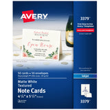 Avery Printable Note Cards with Envelopes, 4.25 x 5.5, Textured White, 50 Blank Note Cards for Inkjet Printers (03379)