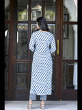 Gosriki Women'S Cotton Blend Straight Printed Kurta With Pant Set (Bitiya Blue-Cmd-Gs_S_Blue_Small),Blue,,B0C6QM8126