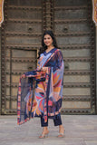 Gosriki Women'S Cotton Blend Straight Printed Kurta With Pant & Dupatta (Khissu Navy Blue-Gs_S_Navy Blue_Small),Navy Blue,,B0CQPGMVLX