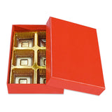 GROWNEX Pink Lid Chocolate Box with 6 Compartments Paperboard Sweet Packaging Box 6x4x1.25 Inch (Pack of 5) Gift Wrapping Di