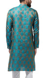 Sojanya (Since 1958, Men'S Jacquard Silk Teal Blue Only Long Kurta, Size: 40