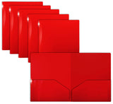 GOLD SEAL Extra Heavyweight Red Plastic 2 Pocket Portfolio Folders, Premium Letter Size Folders, High Sheen Reflective Finish, 1