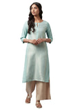 W for Woman Cotton Blue Striped Keyhole Neck Straight Kurta_22FEW17928-311823_L
