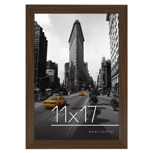 Americanflat 11x17 Walnut Picture Frame - Legal Sized Paper Display. - composite Wood with Shatter Resistant glass - Wall Mounte