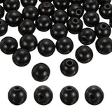 PATIKIL 25pcs 20mm Black Natural Wood Beads with 5mm Hole Unfinished Round Wooden Loose Spacer Balls Bulk for DIY Crafts Garland