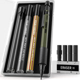 Four Candies 1.3mm Mechanical Pencil Set with 24 Lead Refills, Metal Weatherproof Heavy Duty Outdoor Carpenter Pencil, Eraser, 6
