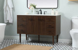 Elegant Decor Indoor Modern Under Sink Bathroom Fixtures Storage Organizer Cabinet 48 Inch Single Bathroom Vanity - Walnut