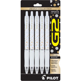 Pilot, G2 Premium Gel Roller Pens, Fine Point 0.7 mm, DotPatterned Barrels, Pack of 5, Black
