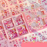 SAMVARDHAN Pvc Cartoon Theme Kawaii Stickers 100 Sheets Cute Washi Stickers For Project, Japanese Style Girls Sticker Set, Stat