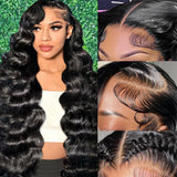 OVEOOZ 13x6 Body Wave Lace Front Wigs Human Hair Pre Plucked 200 Density HD Transparent Lace Frontal Wigs Human Hair for Women G