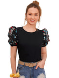 Toplot Embroidery Net Top For Women Black (T-Embroidery-Net-Top-L),Black,,B09WJ7L8KS