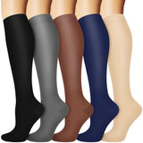 5 Pairs Knee High Graduated Compression Socks For Women and Men - Best Medical, Nursing, Travel & Flight Socks - Running & Fitne