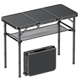 Folding Camping Table, 3 FT Folding Portable Camping Table, Outdoor&Indoor Picnic Table with 3 Adjustable Height Max 27.1,Lightw