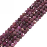 3mm Natural Ruby Faceted Gemstone Round Loose Beads Strand 15.5-16 DIY Jewelry Making