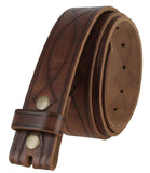 382000 Genuine One Piece Full Grain Leather Hand Tooled Engraved Belt Strap 1-1/2 Wide (Brown 36)-New
