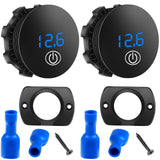 2 Pieces DC 5-48V Car LED Display Voltmeter Waterproof Digital Voltage Gauge Meter with Touch Switch for Boat Marine Vehicle Mot