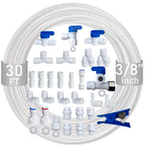 ESHIONG NSF Certified 3/8 O.D. Push to Connect Fittings for RO (Reverse Osmosis) Water Filter 30 pcs+30 feet 3/8 Water tubing.