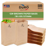 DURO Dubl Life SOS Large Brown Paper Lunch Bags Size #12, Blank Recycled Kraft Paper Sacks for Kids Snacks, Sandwich, Arts & Cra