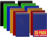 1InTheOffice Wirebound Spiral Memo Books, Memo Pads, 3inch x 5inch, College Ruled, Small Notepad 3x5, Assorted, 75 Sheets/Pad, 25 Pads