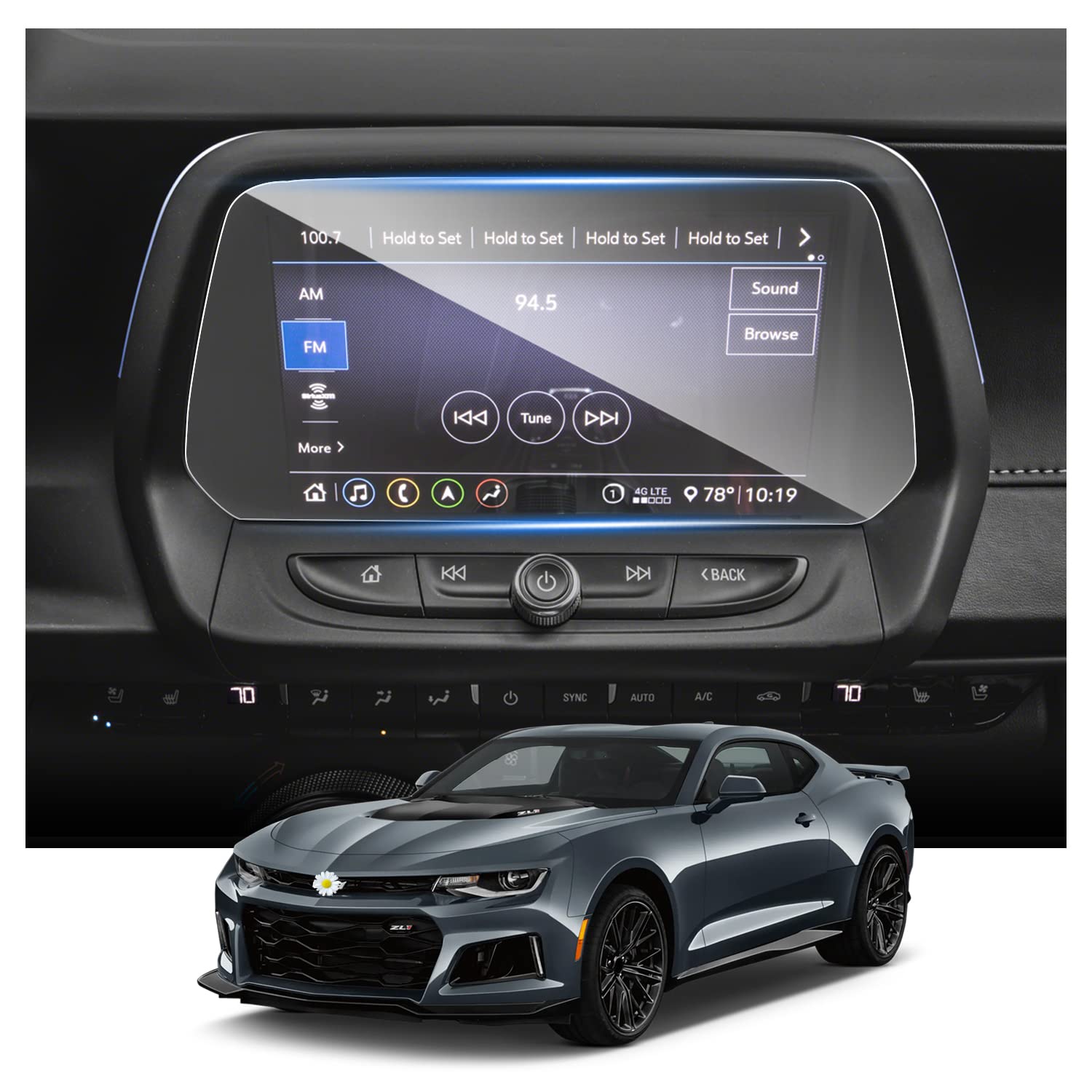 Ruiya Screen Protector for Chevy Camaro(SS, ZL,1LS, LT, LT1) 2016-2024 Chevy Camaro Accessories 9HD Tempered Glass Compatible wi