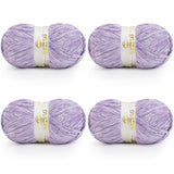 BATELO Velvet Chenille Yarn for Crocheting & Knitting 1440 Yards, Soft Thick Fluffy Bulky Blanket Yarn, 4 Pack of 10.5oz (Lavend