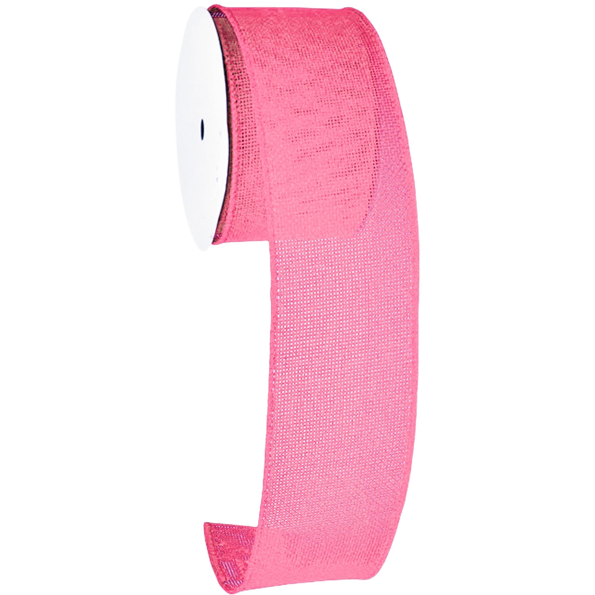 Meseey Pink Burlap Wired Edge Ribbon 2.5 Inch x 10 Yards Solid Rustic Wedding Jute Ribbon for DIY Projects, Gift Wrapping, Wreat