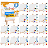 ESRICH 16 Set Mini Acrylic Paint Kit, 5in Mini Stretched Canvas with 7.5in Easel, Acrylic Paint Strips, Paint Palettes, Painting