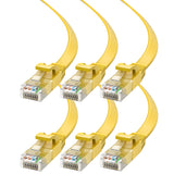 Cat6 Ethernet Cable 2ft, 6-Pack Yellow - Flat High-Speed Network Cables for Gaming, Streaming, Router, Modem, PC, PS5, Xbox - Du