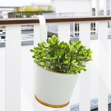 Ecofynd 7 Inches Halley Railing Planters For Balcony, Hanging Pots For Plants, Wall Hanging Decorative Planters For Vertical Gar