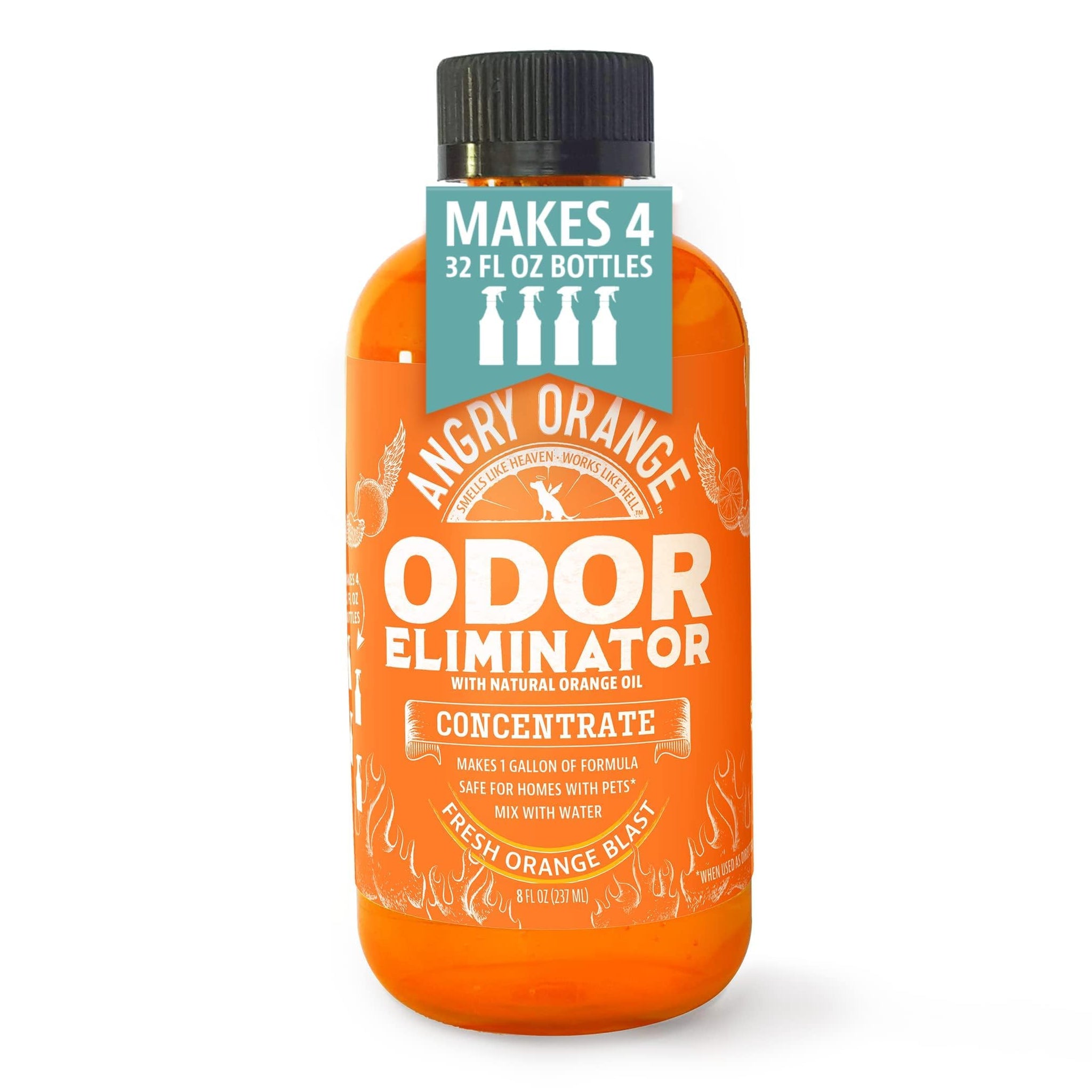 Angry Orange Pet Odor Eliminator For Home - 8Oz Dog And Cat Pee Smell Remover For Carpet, Grass, Tile And Furniture - Citrus Con